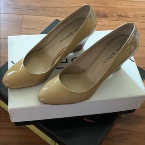 Via Spiga Nude Wedge Almond Toe Pump 7M